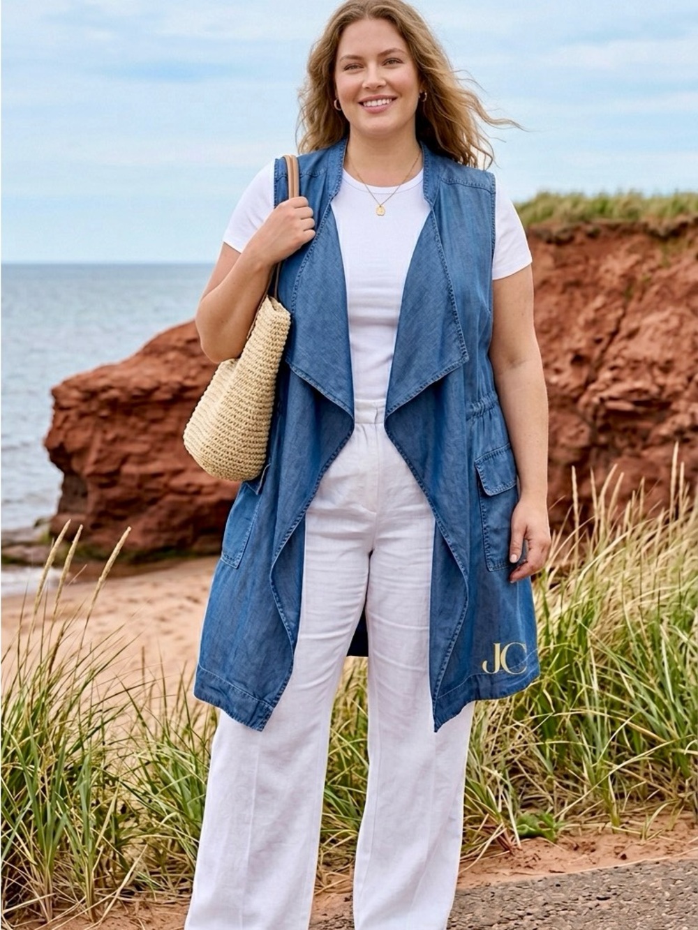 Penningtons Denim Blue Sleeveless Duster Vest